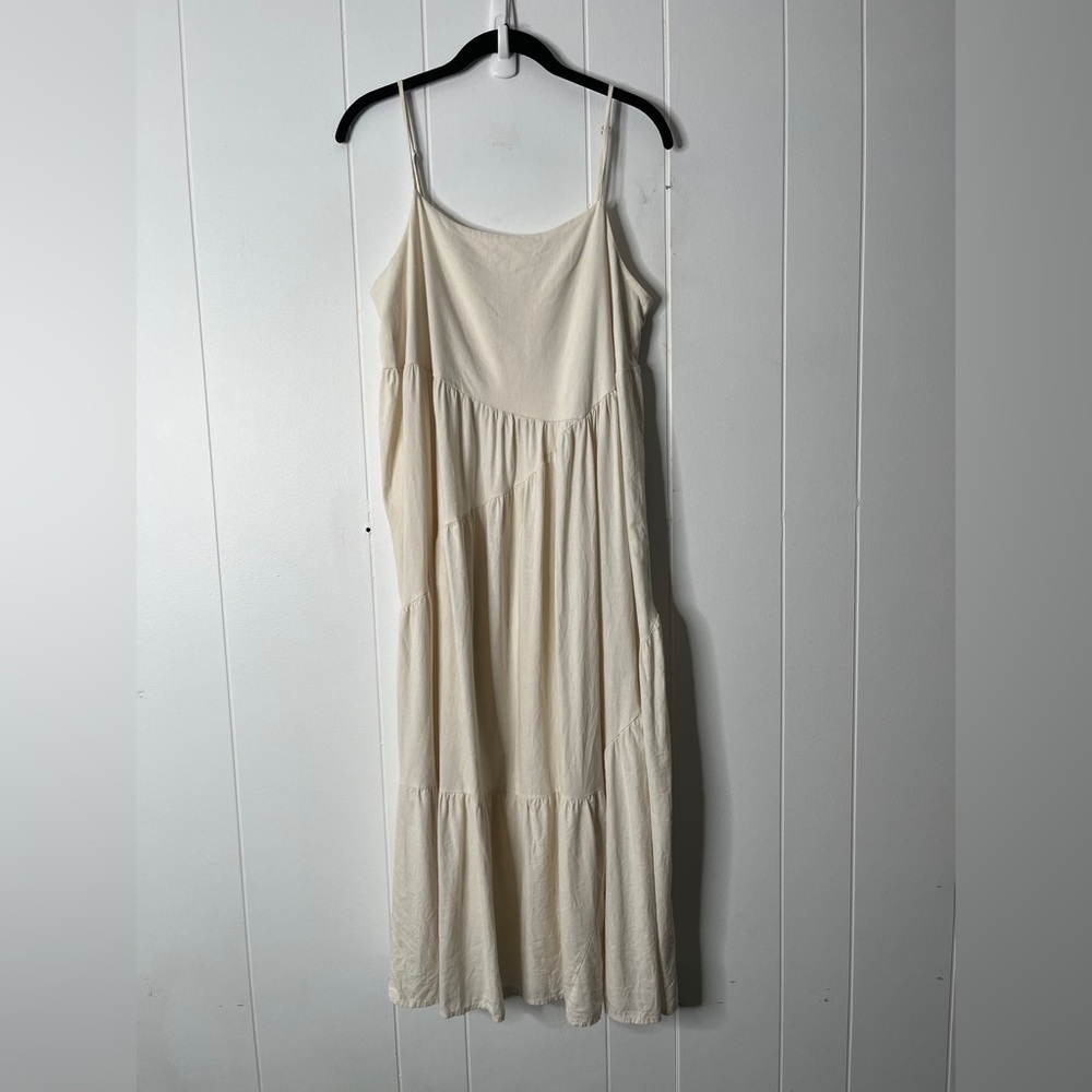 Urban Renewal Cream Sleeveless Midi Dress Tiered Vintage Fabric Women's M